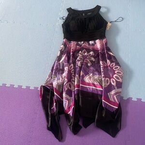 Handkerchief hem colorful purple dressbarn dress NWT